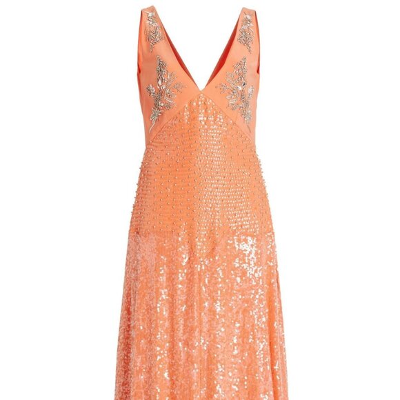 ERDEM DICENTRA EMBELLISHED SEQUIN SLIP DRESS
